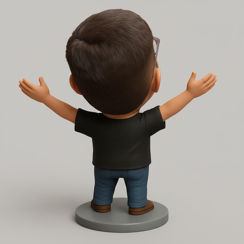silhouette 3d printer maker-3d portrait printing_Joyful Bobblehead Figurine - Print Happiness!