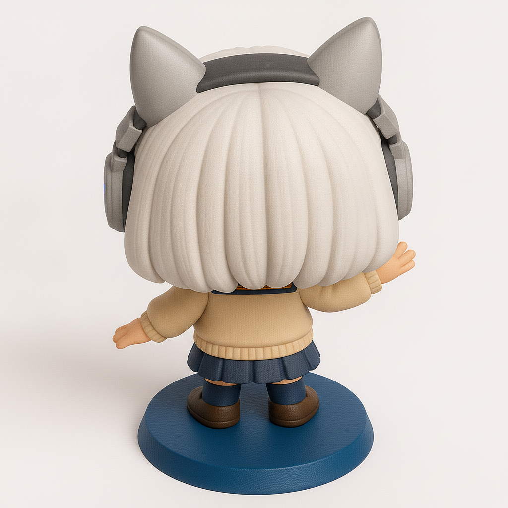 face anatomy 3d model-create 3d face model from photo_Cute Chibi Gamer Girl with Light-Up Cat Ears Figure
