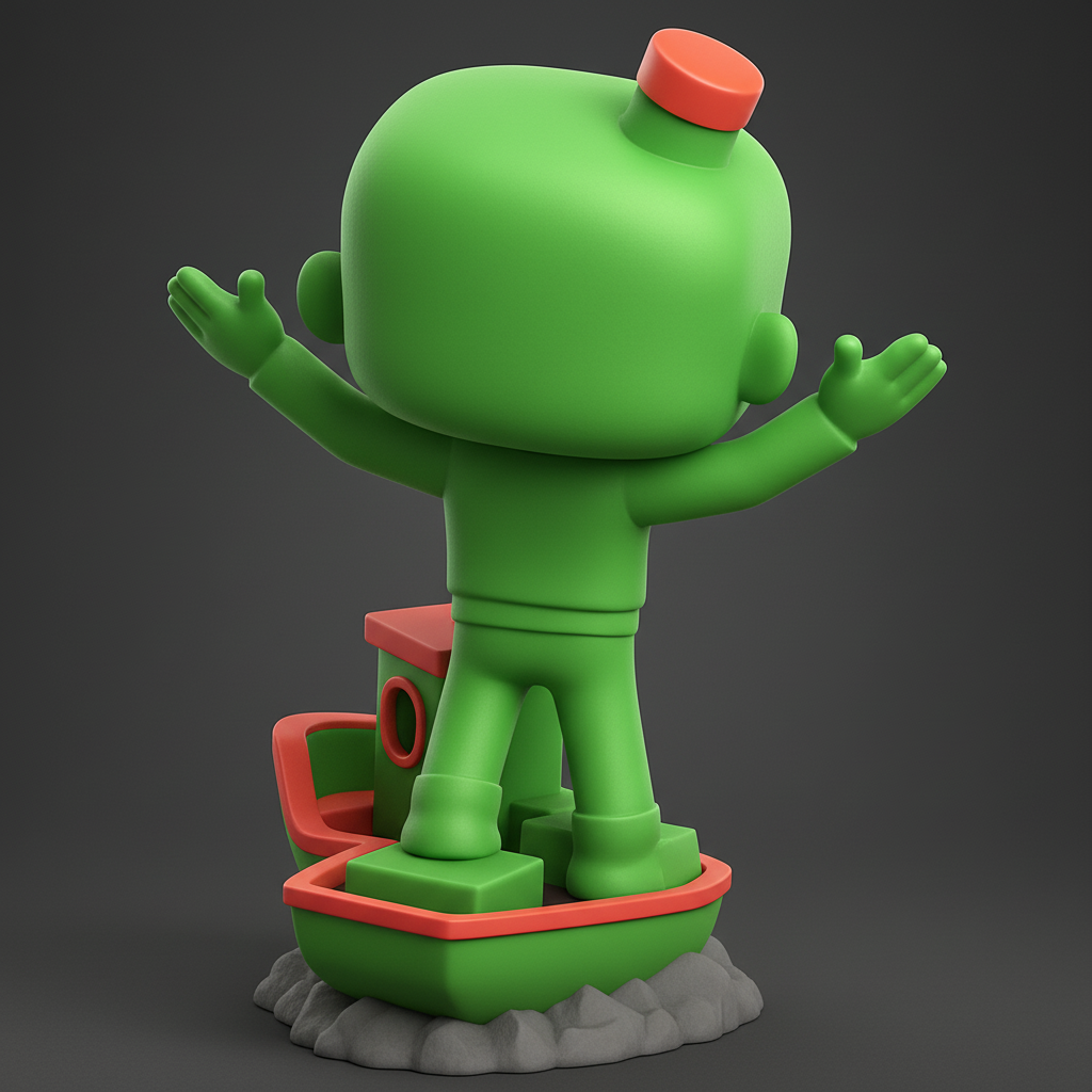 face to 3d model ai-3D portrait printing from photo_Joyful Voyager: Happy Character on Boat Display Mo