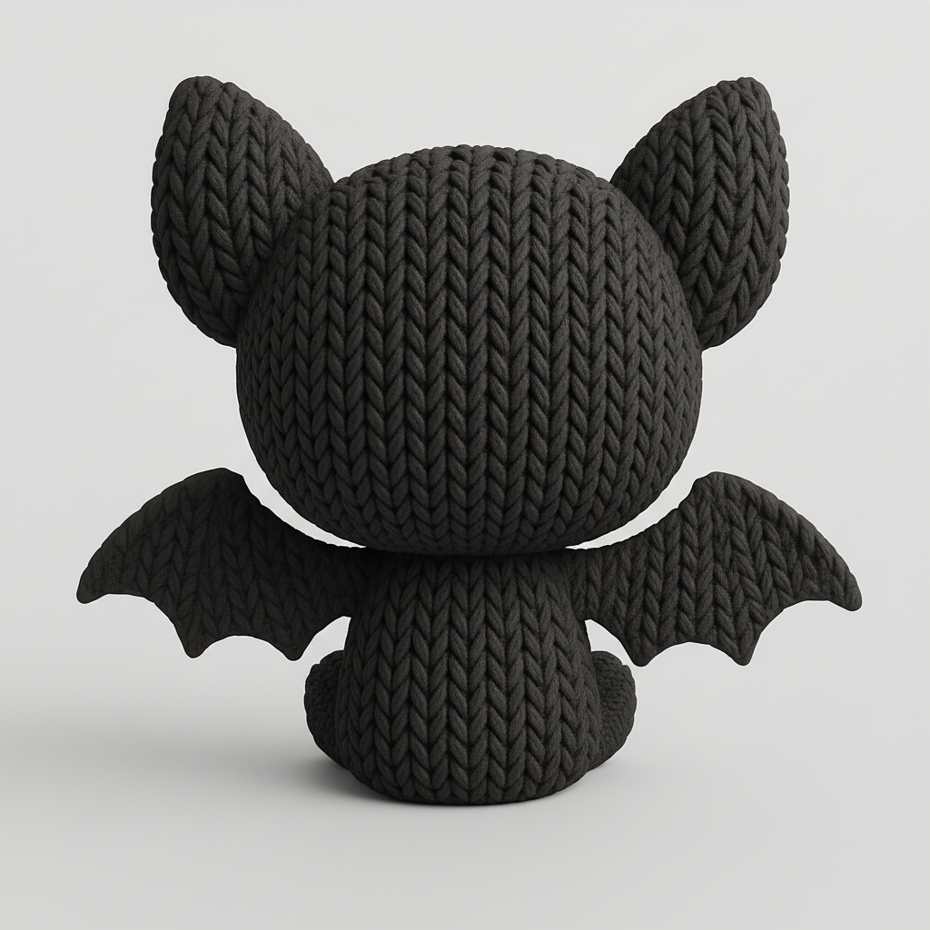 face to 3d model ai-3D portrait printing from photo_Adorable Knitted Bat Pal - Smiling Halloween Friend