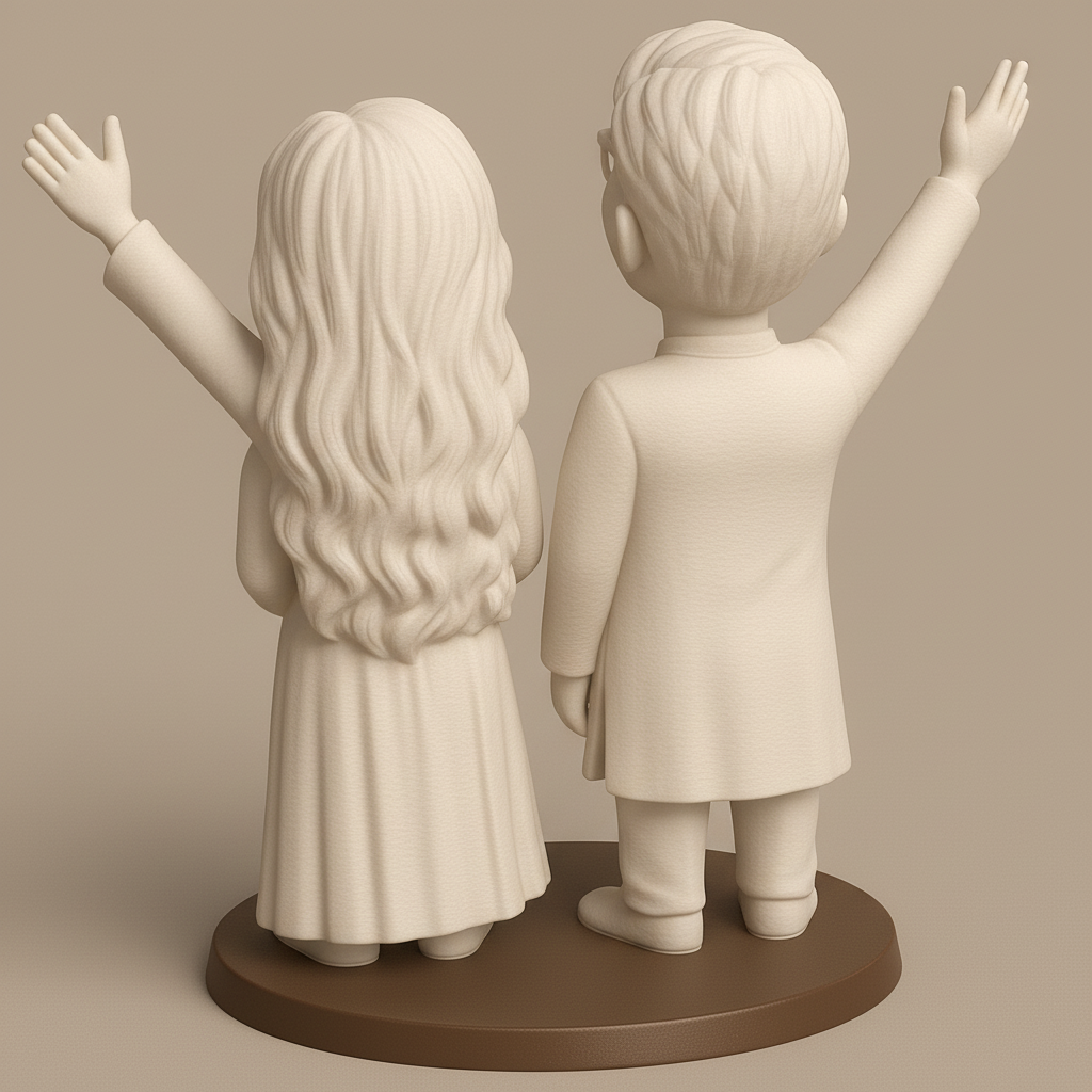 silhouette 3d printer maker-3d portrait printing_Capture Joy: Customizable Couple Bobblehead Keepsake