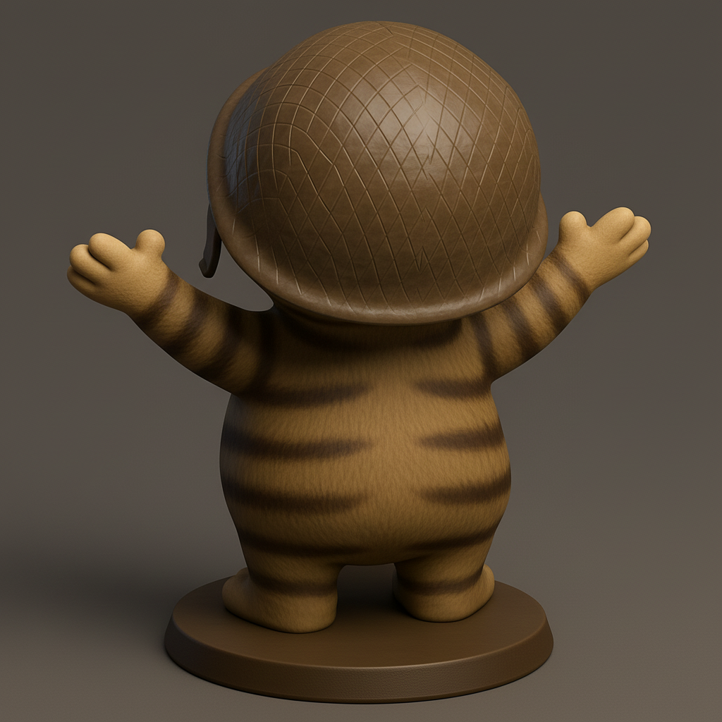 face to 3d model ai-3D portrait printing from photo_Joyful Cat Soldier Figurine - Print & Smile!