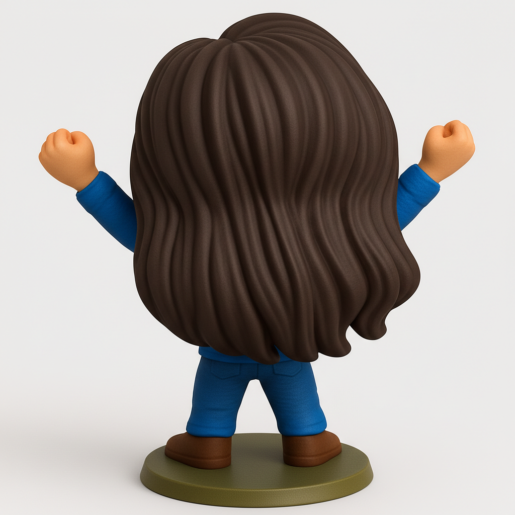 face to 3d model ai-3D portrait printing from photo_Joyful Victory Pose Chibi Figurine - Celebrate Success!