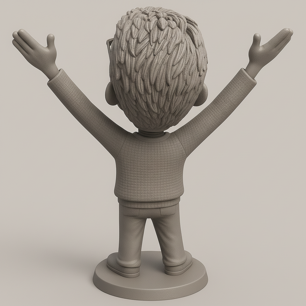 face anatomy 3d model-create 3d face model from photo_Joyful Character Figurine with Arms Raised