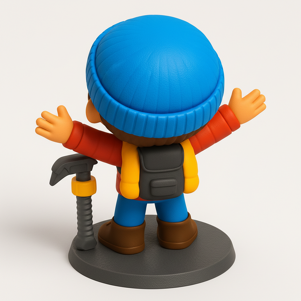 face anatomy 3d model-create 3d face model from photo_Joyful Winter Hiker Figure with Ice Axe