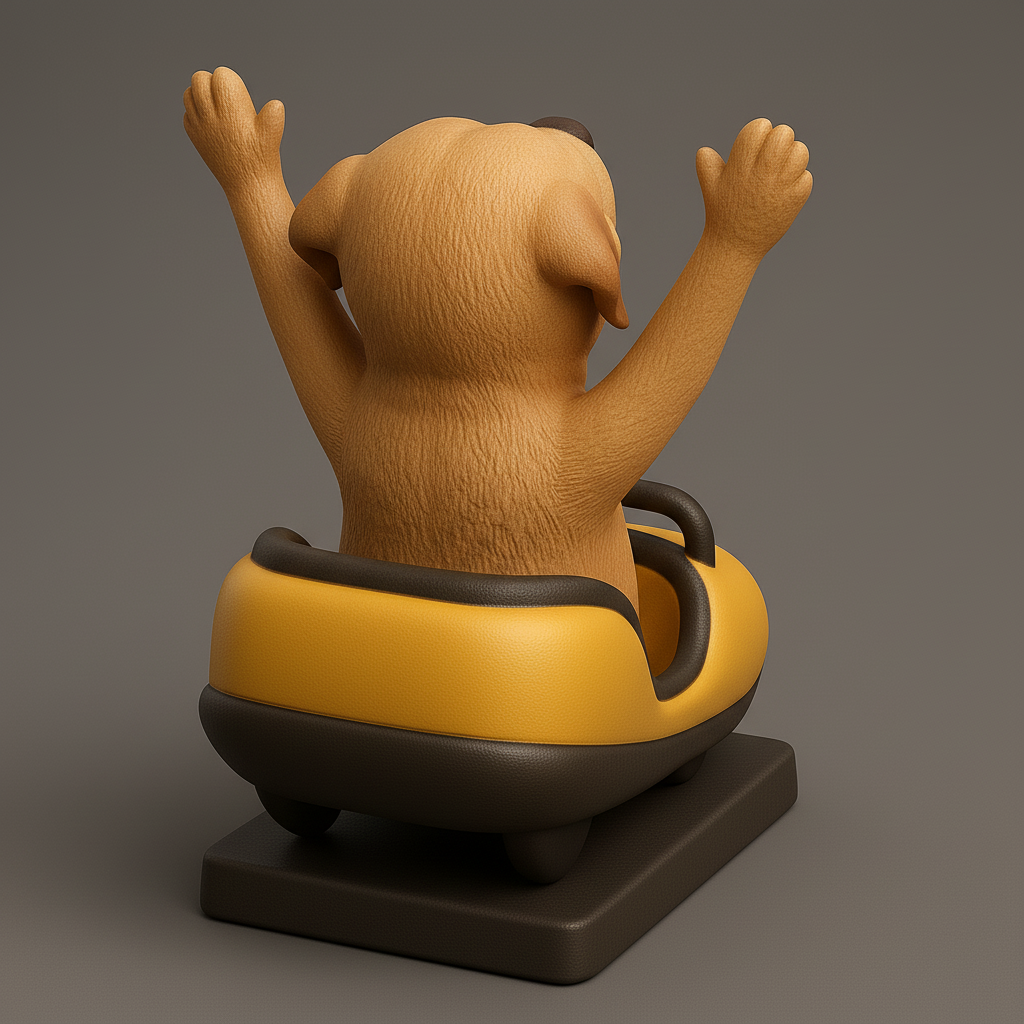 silhouette 3d printer maker-3d portrait printing_Joyful Dog in Roller Coaster Ride