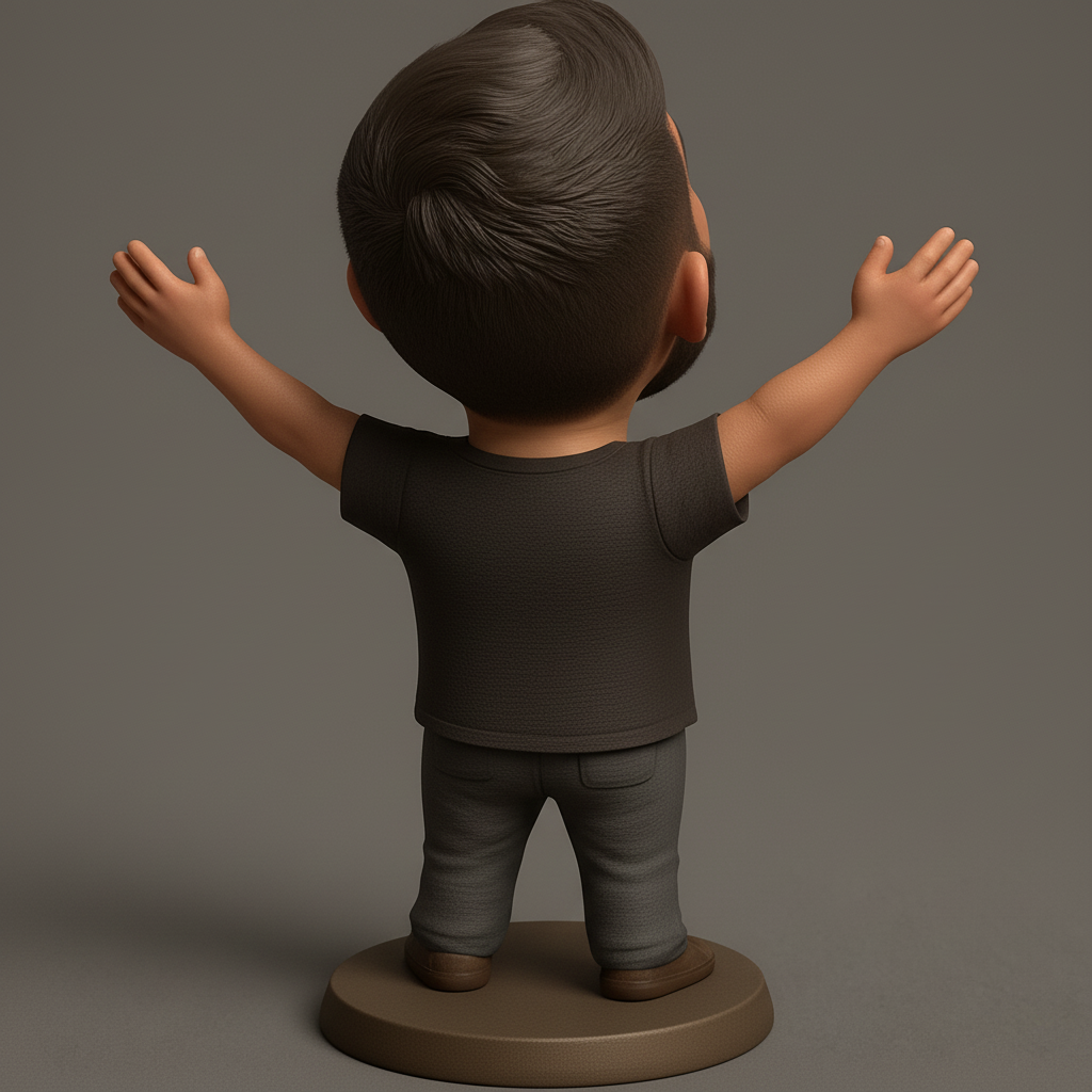 face anatomy 3d model-create 3d face model from photo_Exuberant Bearded Chibi Figurine - Pure Joy Print!