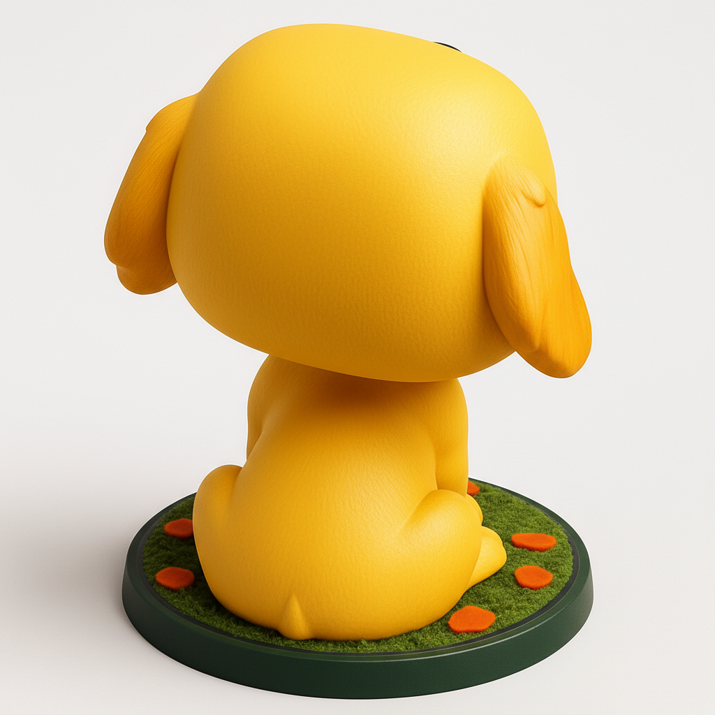 face anatomy 3d model-create 3d face model from photo_Happy Golden Pup Figurine - Desk Buddy 3D Print!