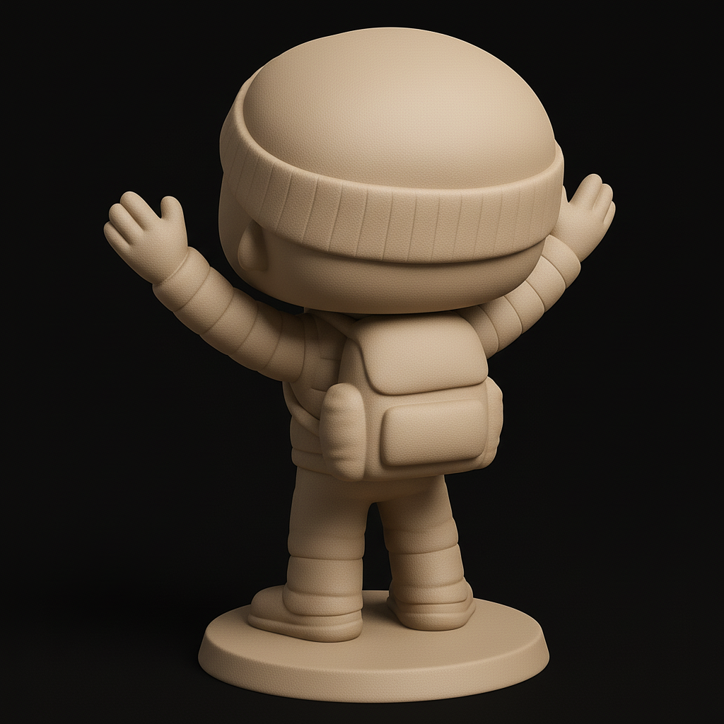 face to 3d model ai-3D portrait printing from photo_Charming Winter Explorer Funko-Style Figurine STL