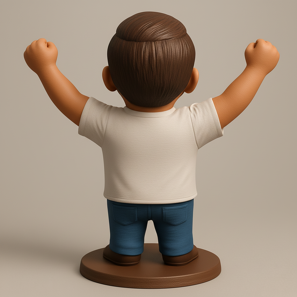 face to 3d model ai-3D portrait printing from photo_Uplifting 'Victory Pose' Desk Bobblehead