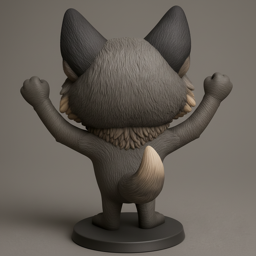 face anatomy 3d model-create 3d face model from photo_Grinning Wolf Figurine: Your Next Spooky-Cute Print!