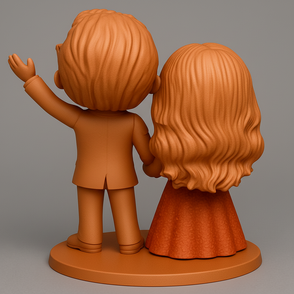 face to 3d model ai-3D portrait printing from photo_Charming Chibi Couple: Personalized Wedding & Gift Figurine