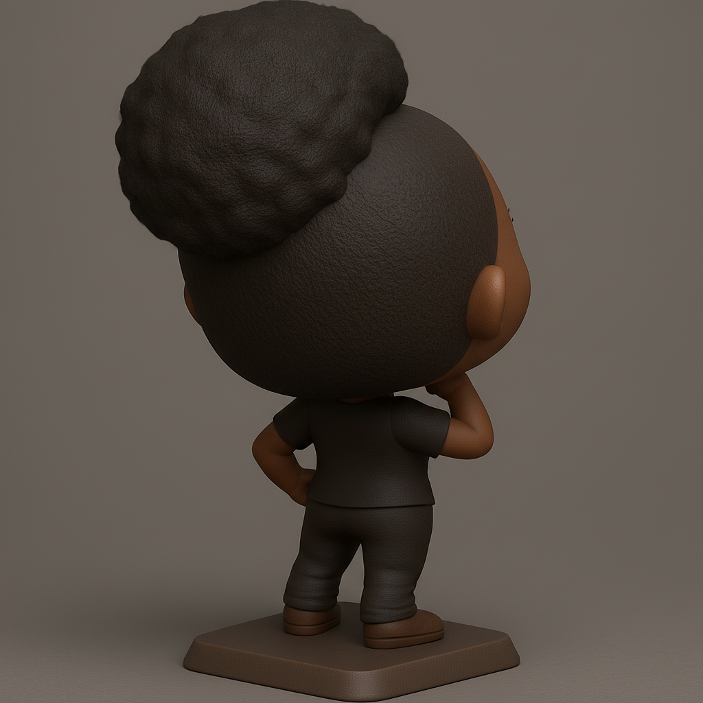 face to 3d model ai-3D portrait printing from photo_Confident Afro Bun Figurine - Empowering Desk Decor
