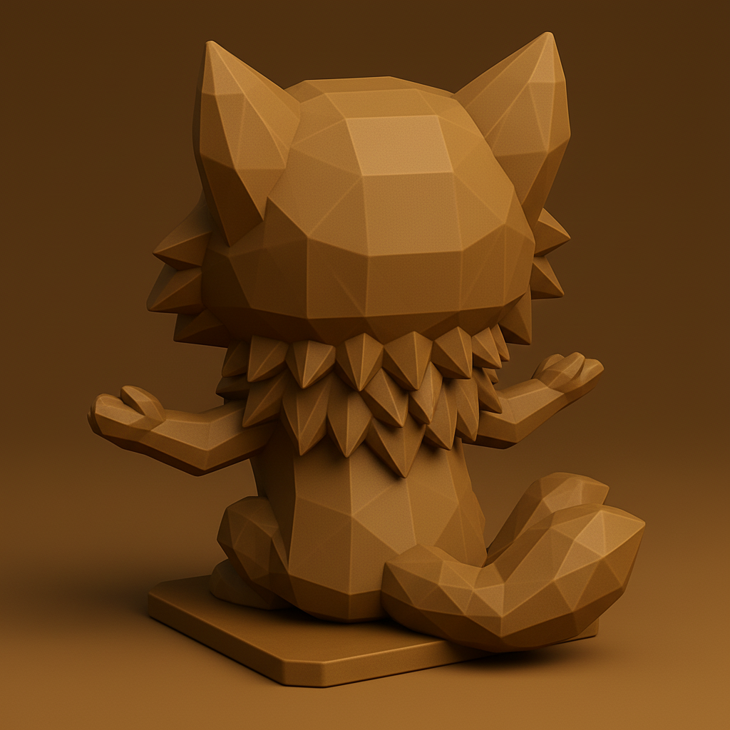 face anatomy 3d model-create 3d face model from photo_Low-Poly Happy Fox Statue - Charming Desk Decor