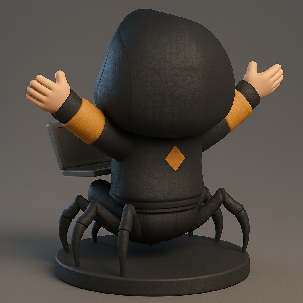 modular toy parts-interlocking 3D models_Code Master Spider-Bot: Joyful Hacker Figurine