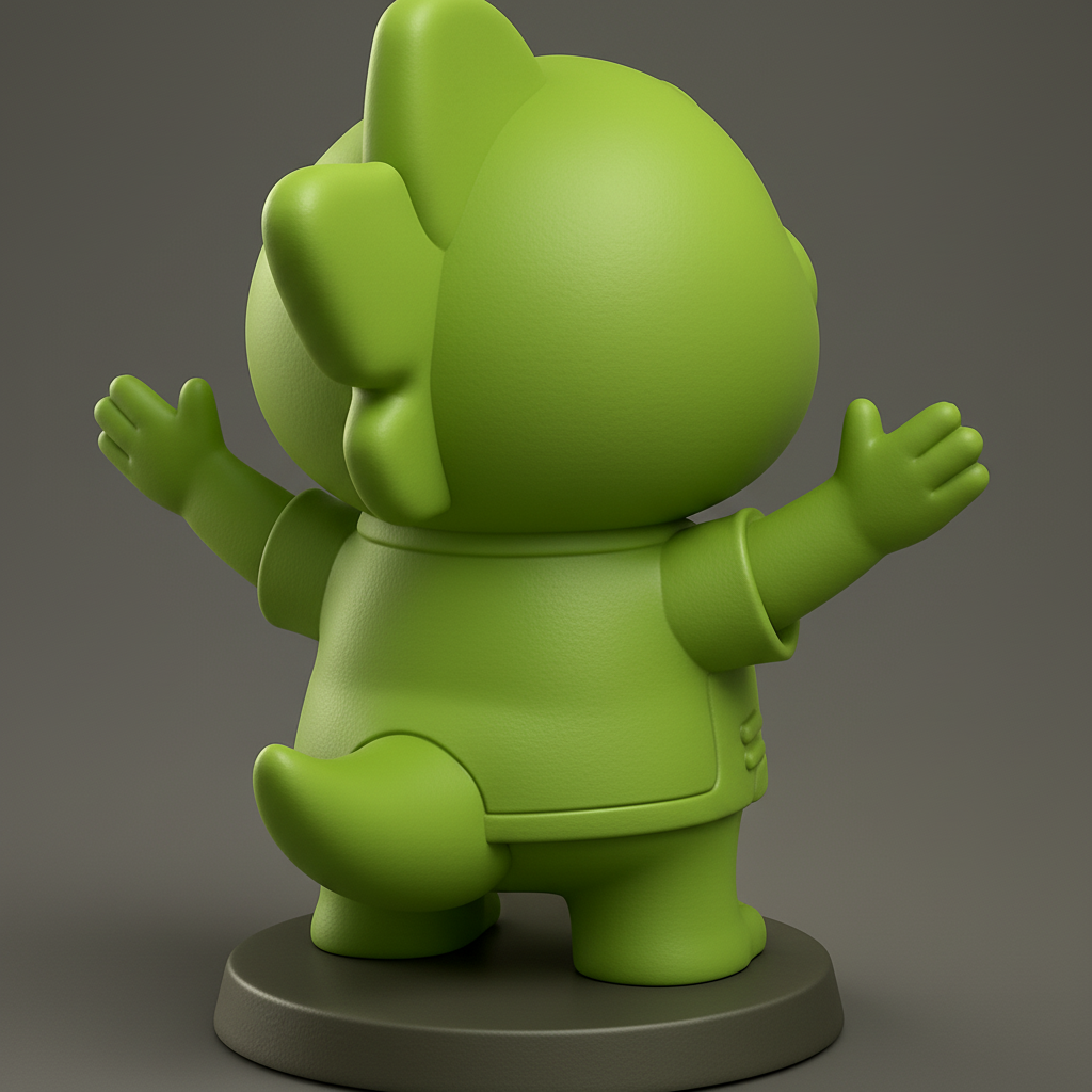 face anatomy 3d model-create 3d face model from photo_Joyful Green Character Figurine - Fun & Easy 3D Print!