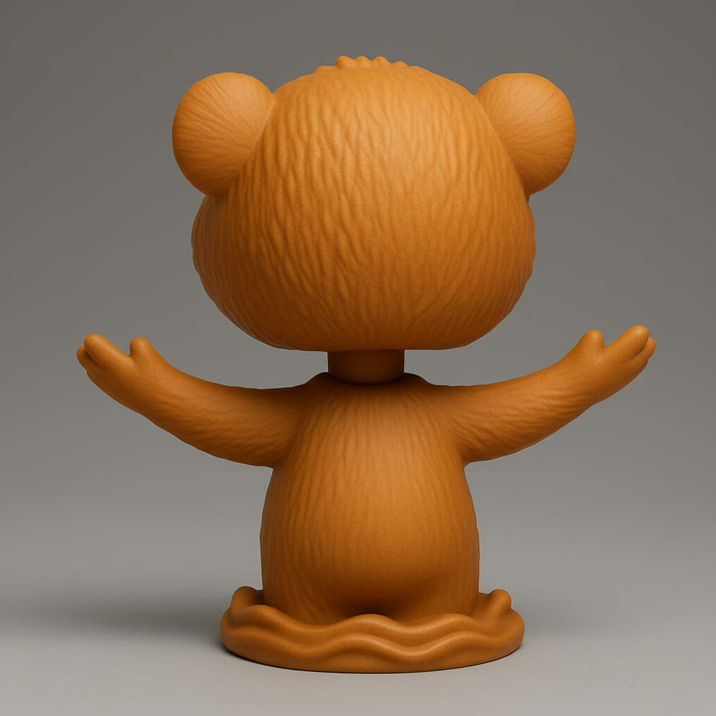 silhouette 3d printer maker-3d portrait printing_Smiling Bear Bobblehead: Your Joyful Desktop Companion