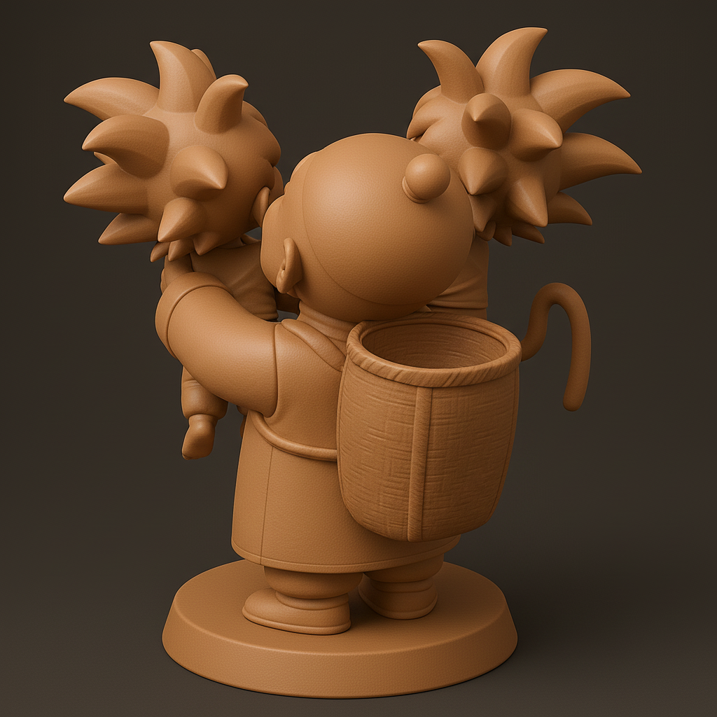 silhouette 3d printer maker-3d portrait printing_Joyful Sage with Playful Child