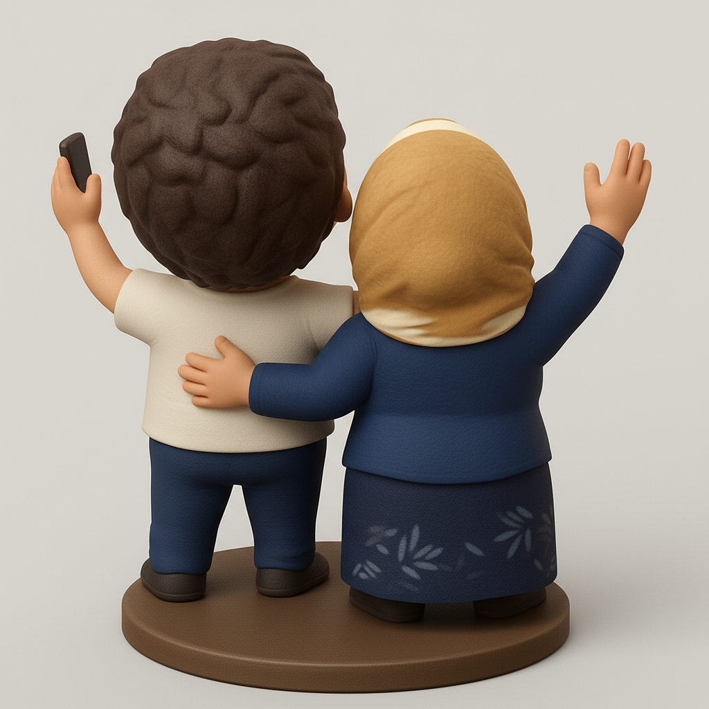 face anatomy 3d model-create 3d face model from photo_Joyful Family Selfie Figurine