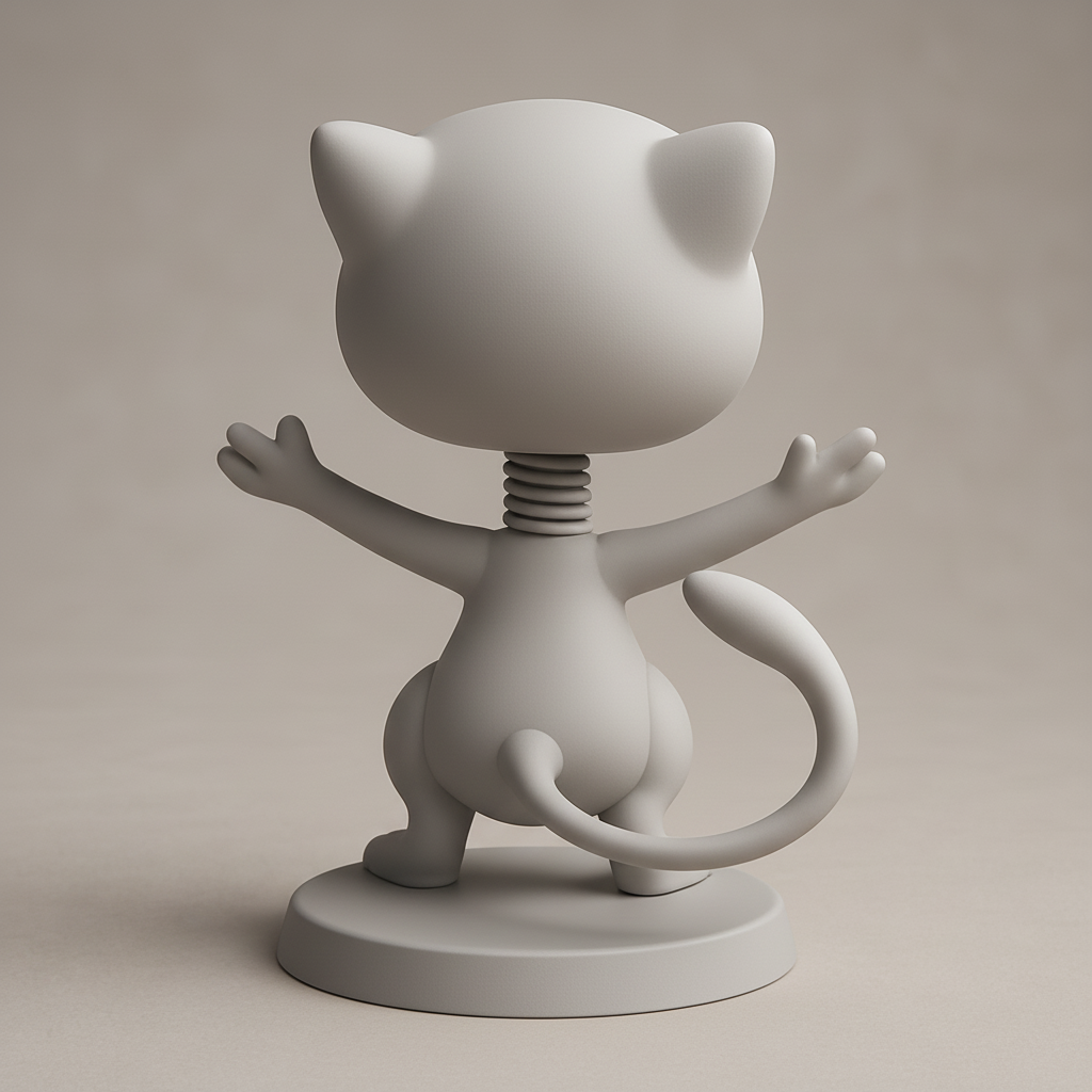 silhouette 3d printer maker-3d portrait printing_Joyful Cat Figure for 3D Printing
