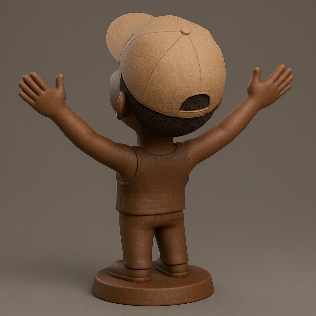 face anatomy 3d model-create 3d face model from photo_Joyful Kid Figurine with Arms Raised