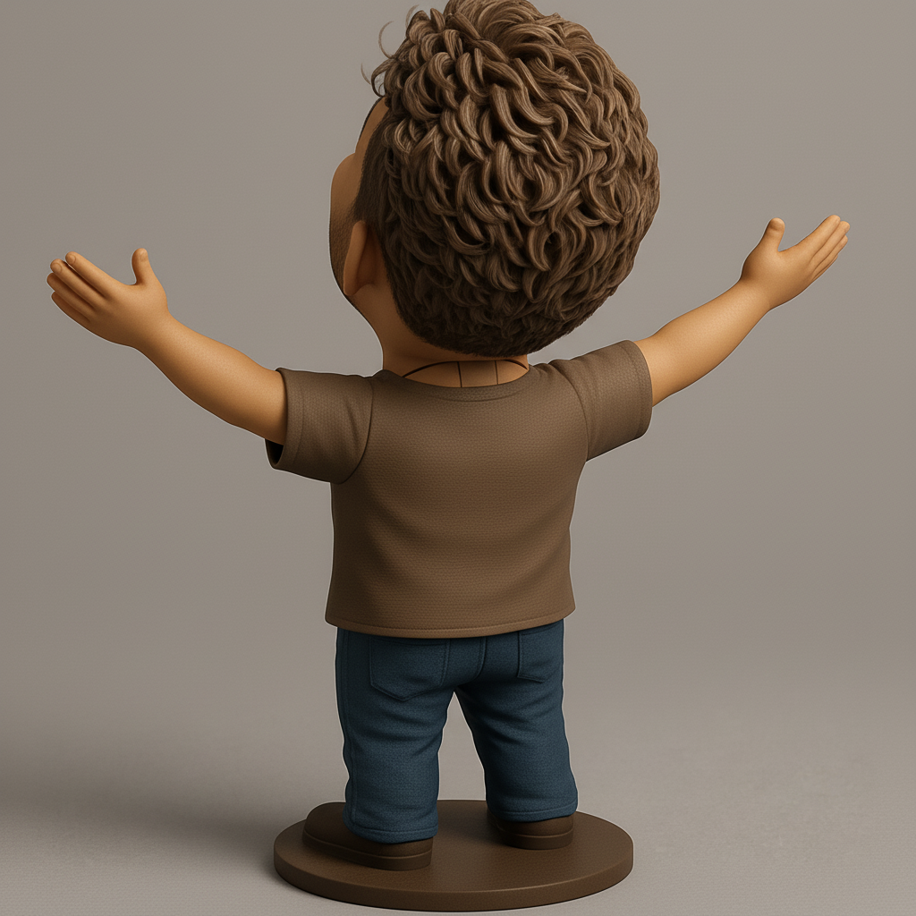 face to 3d model ai-3D portrait printing from photo_Happy Man Bobblehead: Embrace Joy with Open Arms!