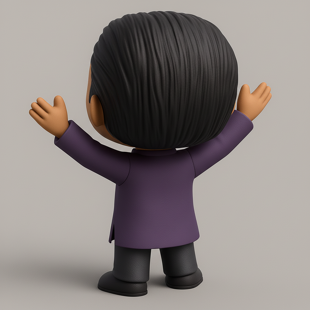 face anatomy 3d model-create 3d face model from photo_Cheerful Funko-Style Man: Welcoming Desk Buddy!