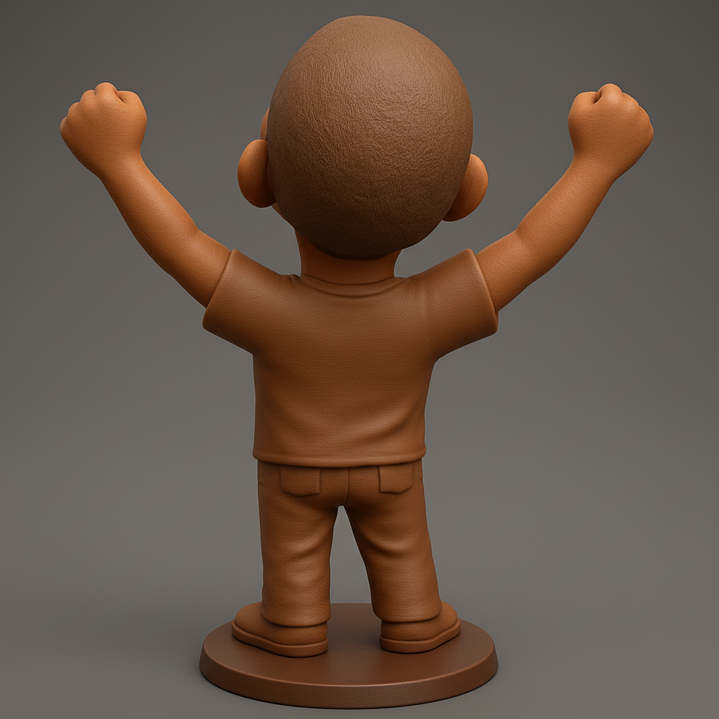 face anatomy 3d model-create 3d face model from photo_Triumphant Bobblehead: Joyful Pose 3D Print