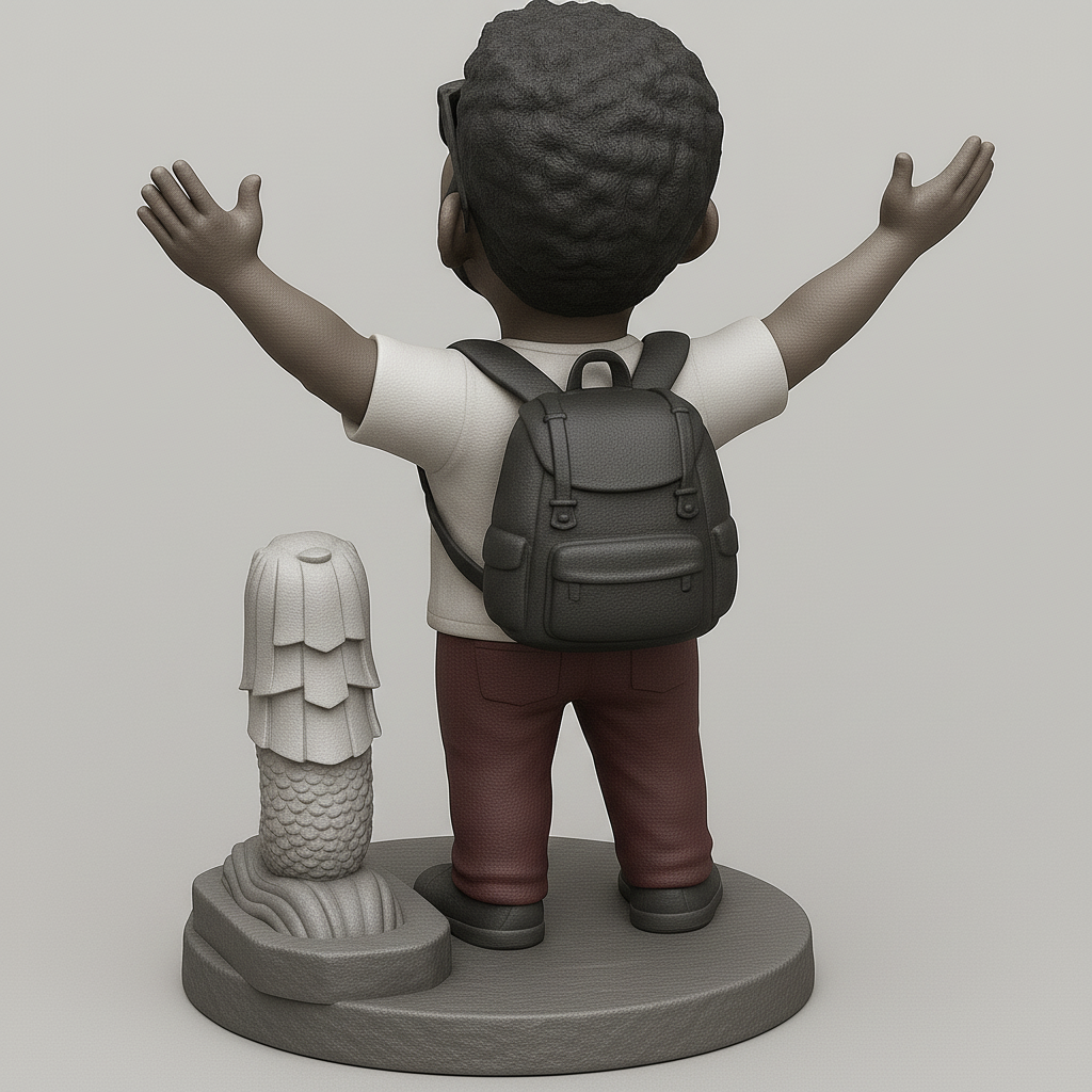 face anatomy 3d model-create 3d face model from photo_Joyful Traveler Figurine with Iconic Landmark