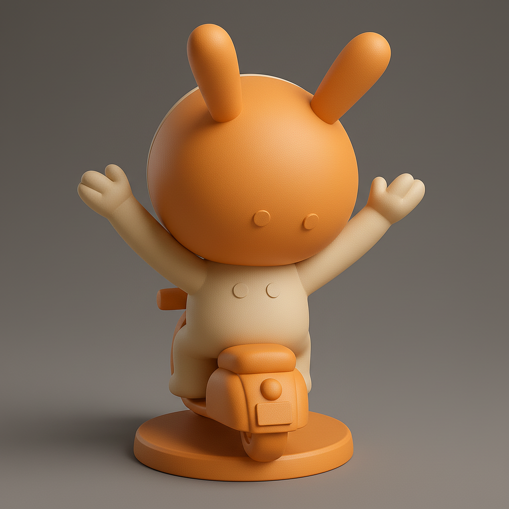 silhouette 3d printer maker-3d portrait printing_Playful Bunny Clock on a Scooter