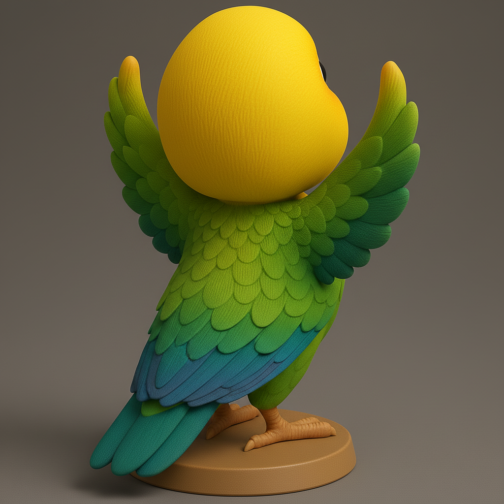 face anatomy 3d model-create 3d face model from photo_Cheerful Parrot Figurine for 3D Printing