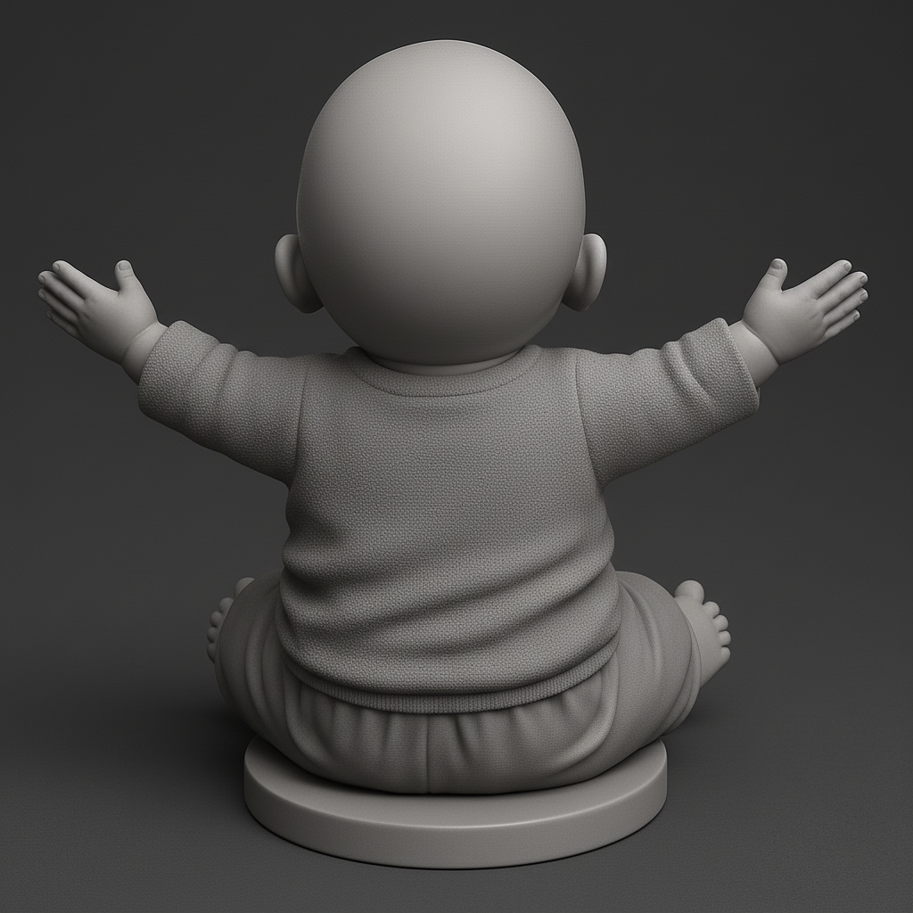 face anatomy 3d model-create 3d face model from photo_Happy Baby Statue: Pure Joy & Open Arms 3D Print