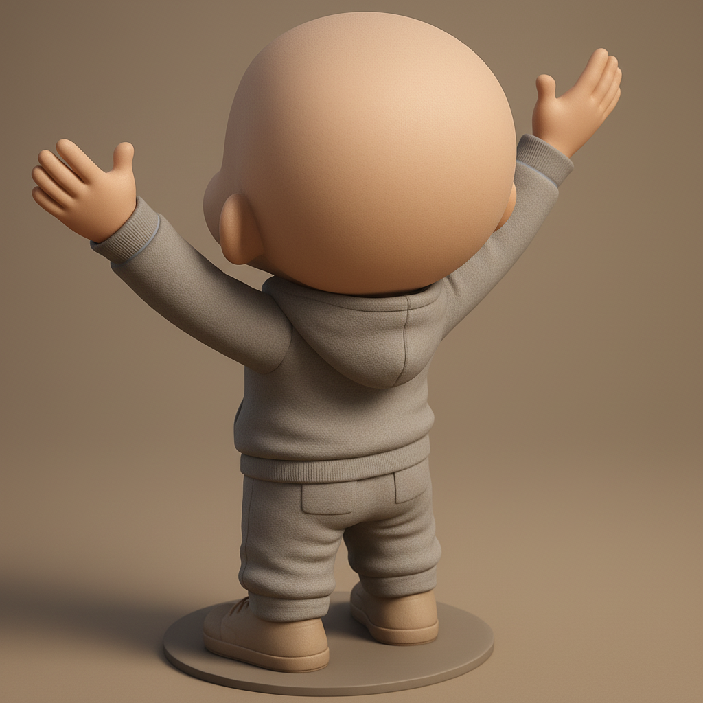 face anatomy 3d model-create 3d face model from photo_Joyful Chibi Character - Welcoming Pose 3D Print