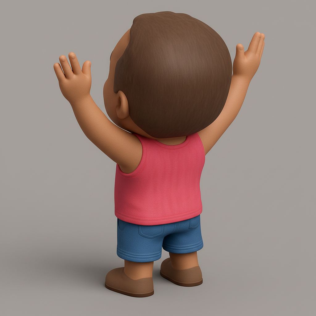 face to 3d model ai-3D portrait printing from photo_Joyful Waving Man: Expressive Emoji Style Figurine