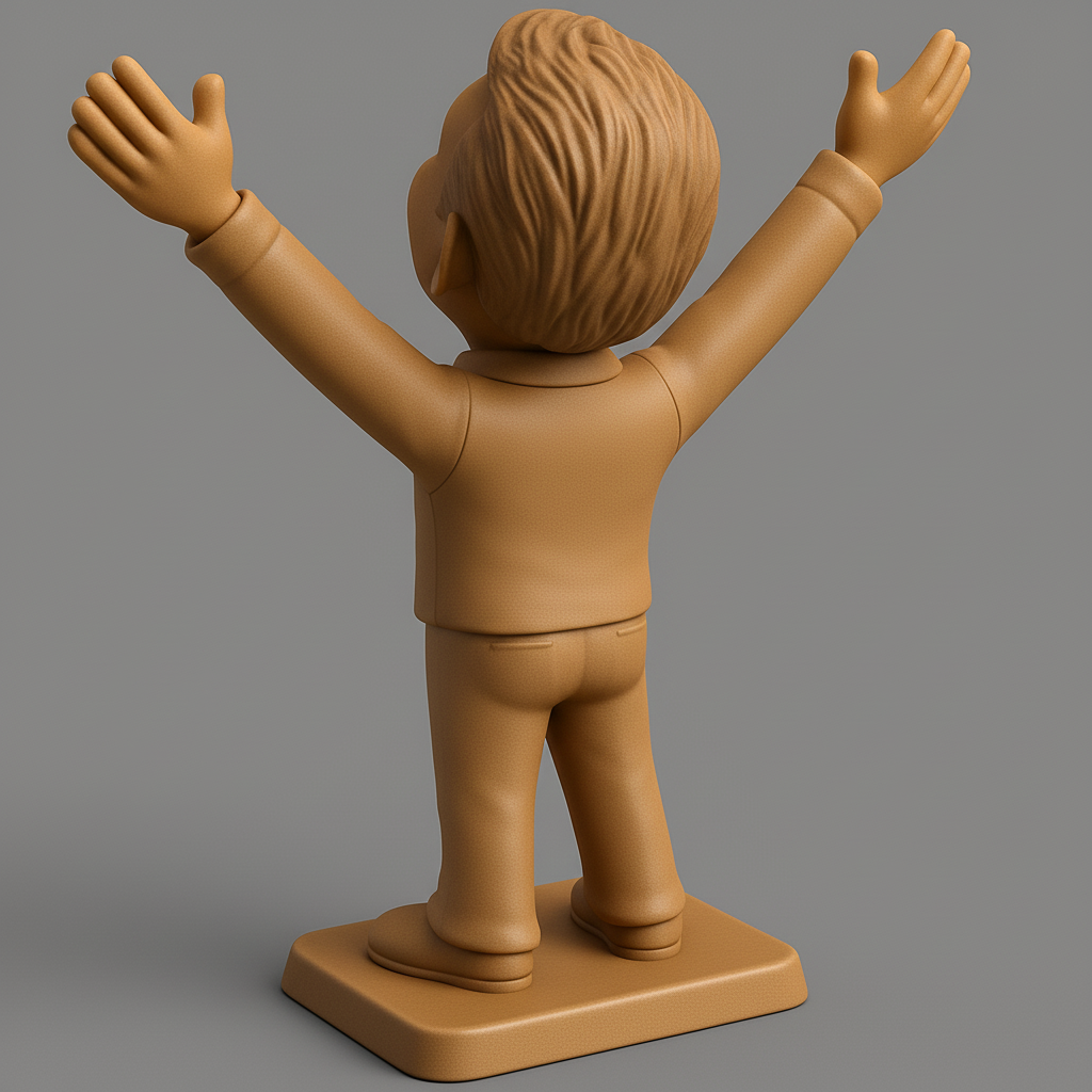 face anatomy 3d model-create 3d face model from photo_Uplifting Joyful Man Statue: Celebrate Success!