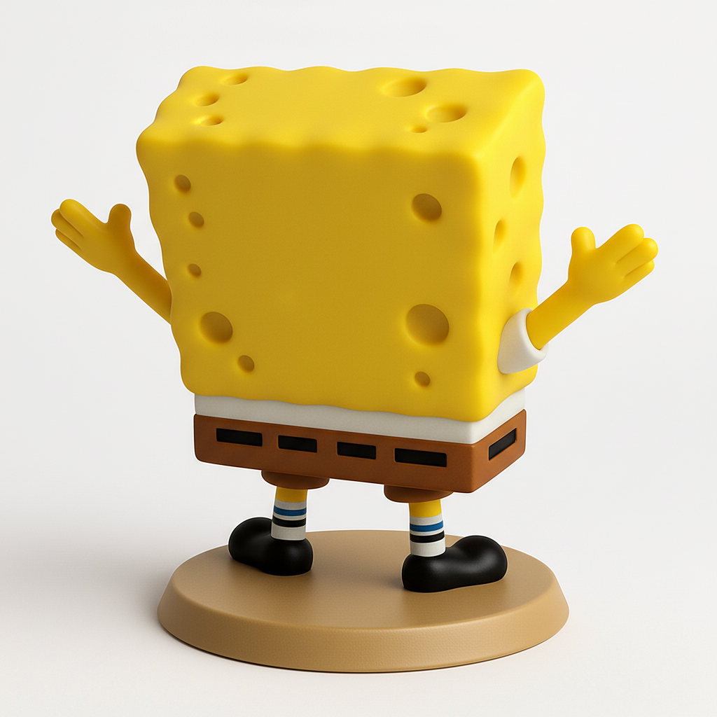face to 3d model ai-3D portrait printing from photo_Smiling Spongebob Stylized Figure -