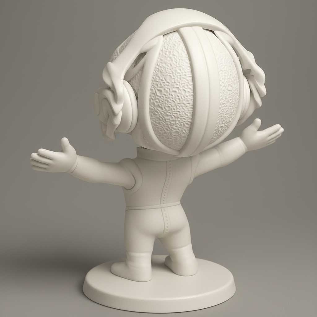 silhouette 3d printer maker-3d portrait printing_Smiling Masked Heroine with Headphones - Pure Joy!