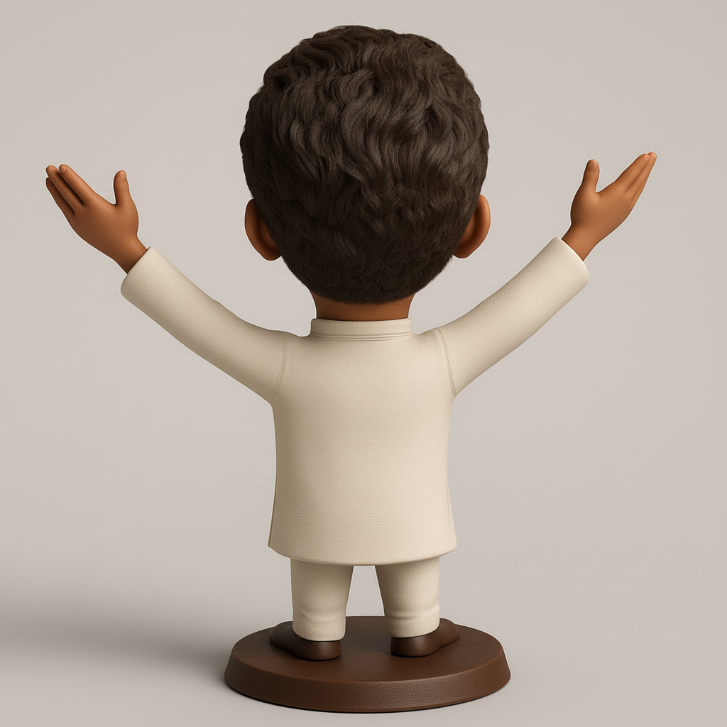 face to 3d model ai-3D portrait printing from photo_Joyful Celebration Man Bobblehead Figurine