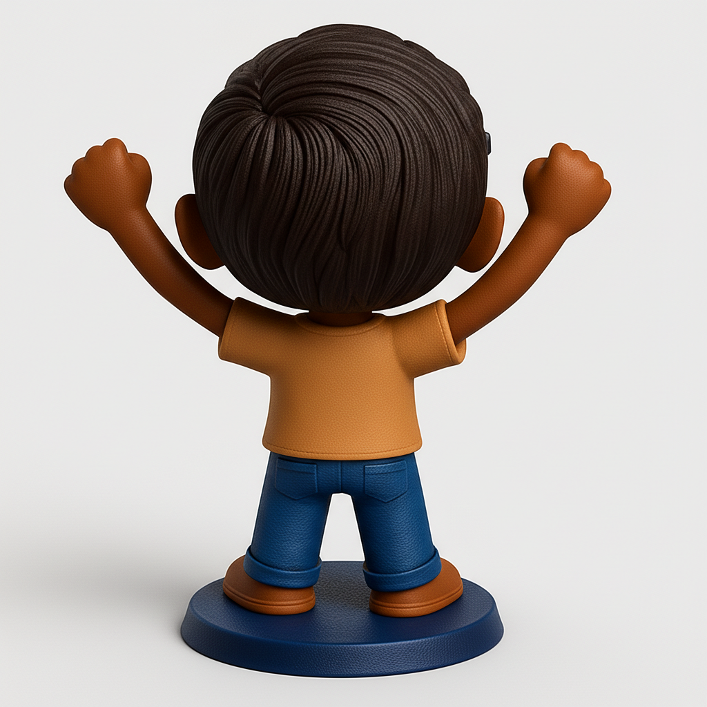 face to 3d model ai-3D portrait printing from photo_Joyful Victory Kid Figurine: Celebrate Success!