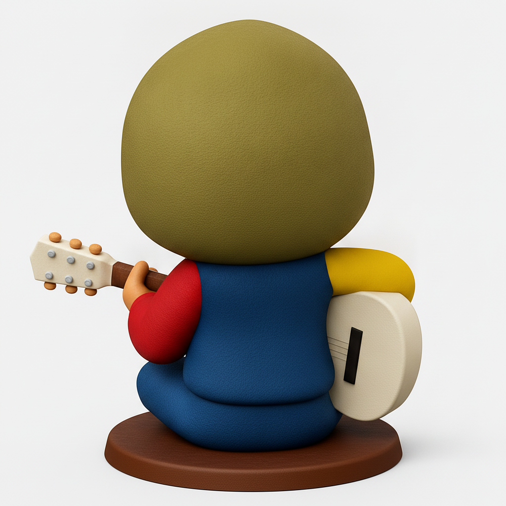face to 3d model ai-3D portrait printing from photo_Melodic Joy: Smiling Guitarist Figurine 3D Print