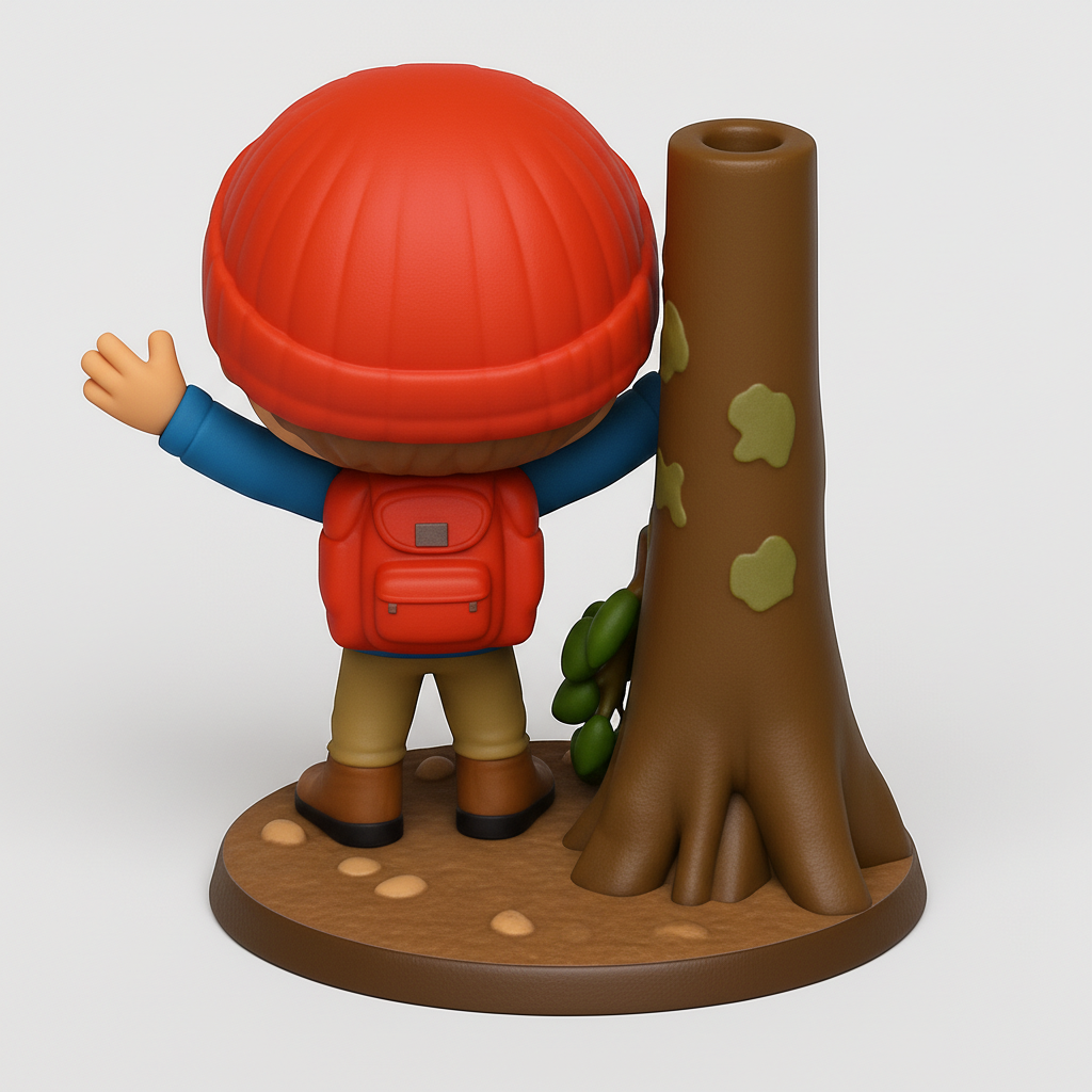 face to 3d model ai-3D portrait printing from photo_Happy Hiker Adventure Figurine - pinang