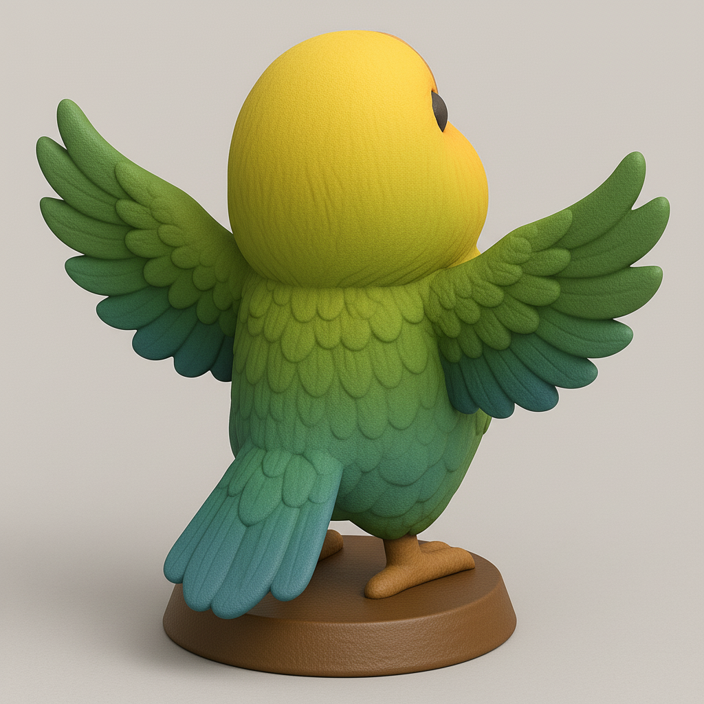 silhouette 3d printer maker-3d portrait printing_Charming Colorful Parrot Figurine