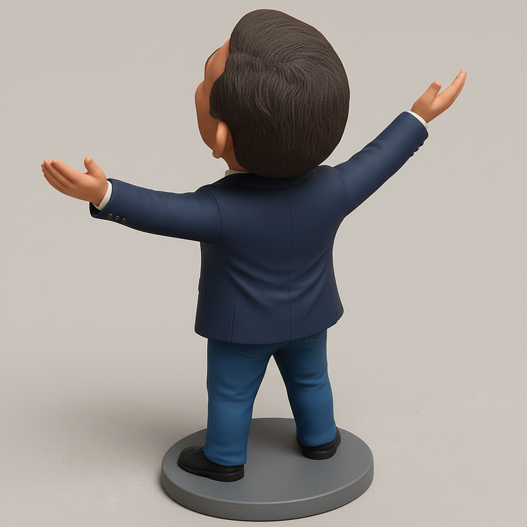 face anatomy 3d model-create 3d face model from photo_Embrace Joy & Success: Open Arms Caricature Figure