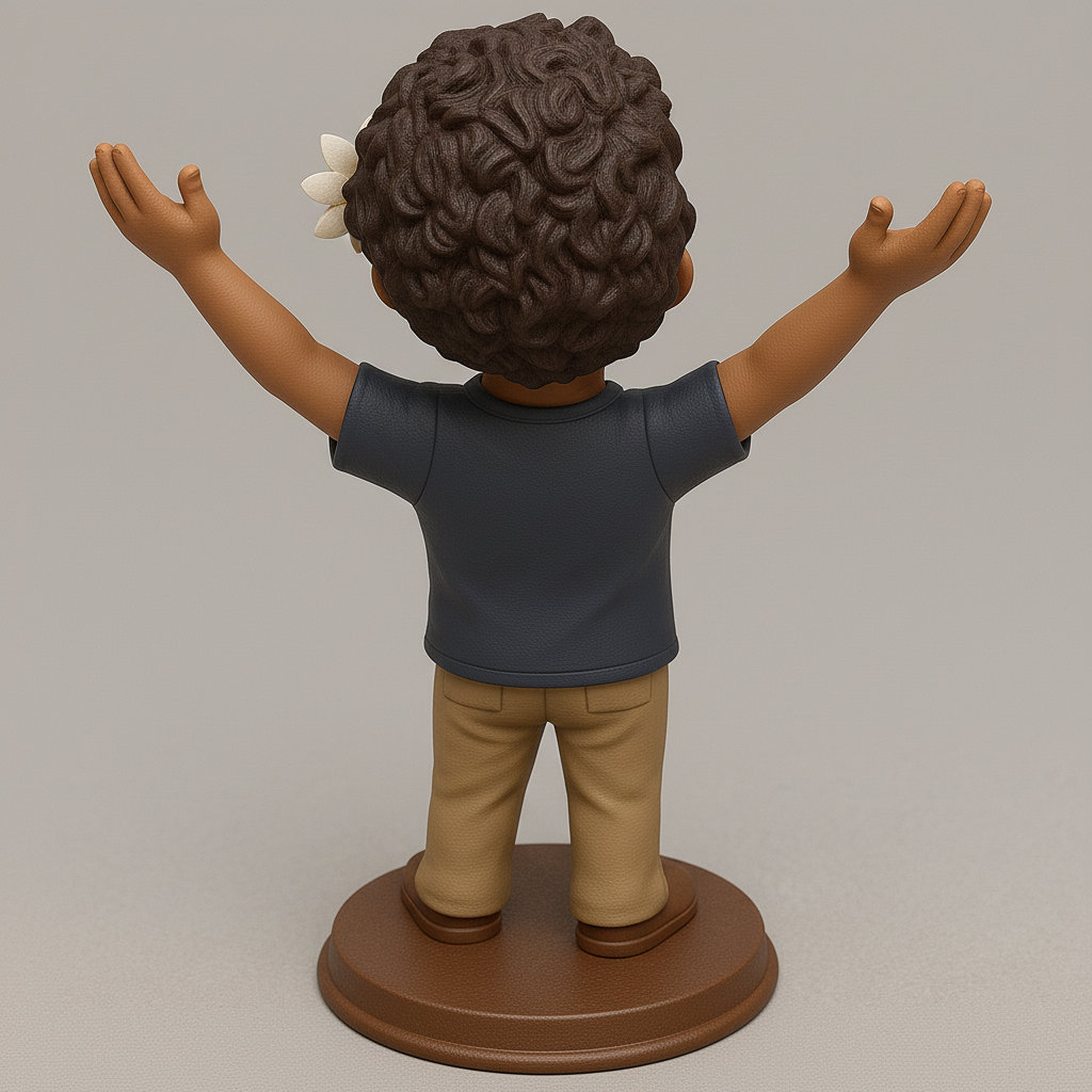 silhouette 3d printer maker-3d portrait printing_Joyful Child Figurine with Flower