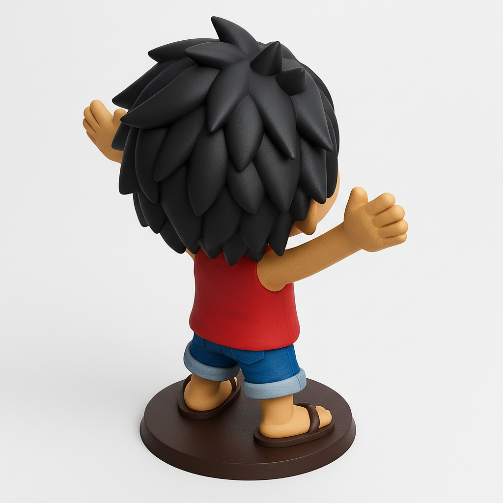 face anatomy 3d model-create 3d face model from photo_Chibi Luffy Figurine: Iconic Joyful Pose