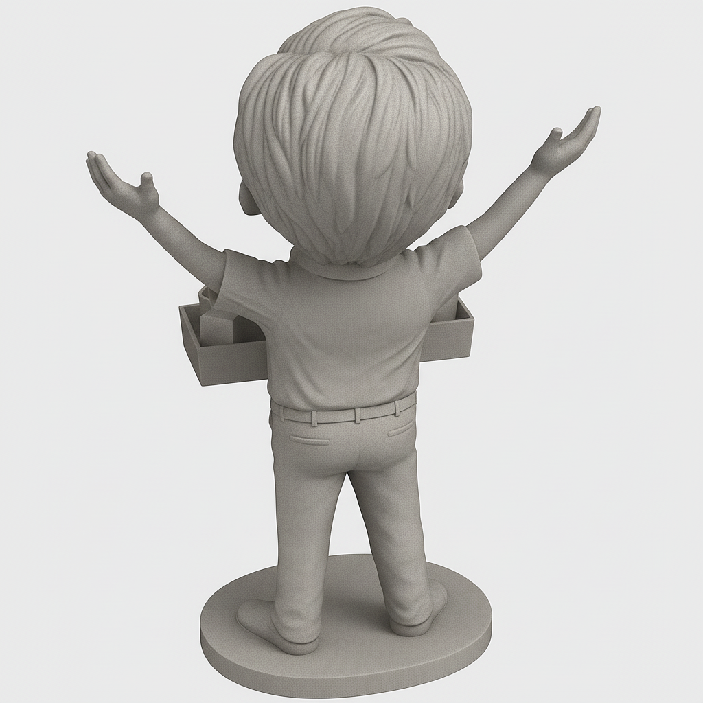 silhouette 3d printer maker-3d portrait printing_Joyful Snack Vendor Statue