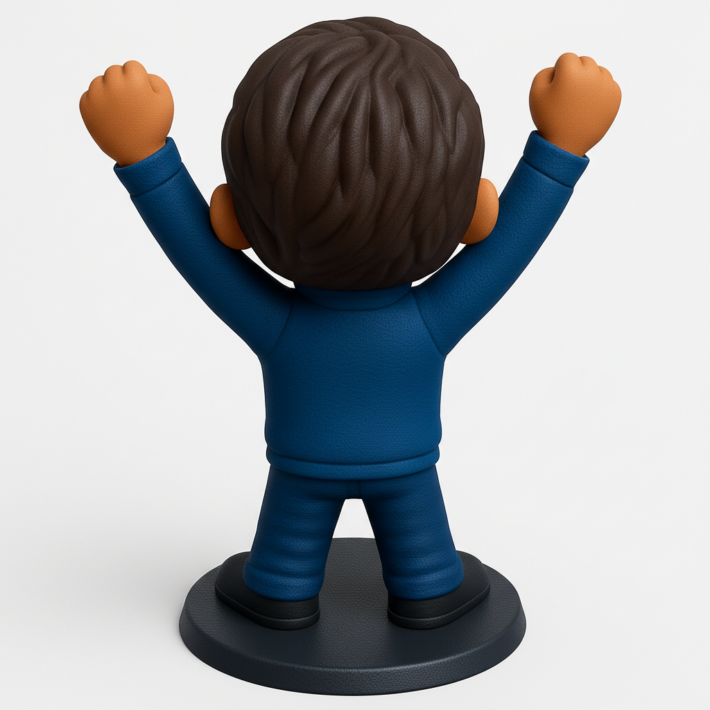 face to 3d model ai-3D portrait printing from photo_Print Your Victory: Joyful Hero Desk Figurine