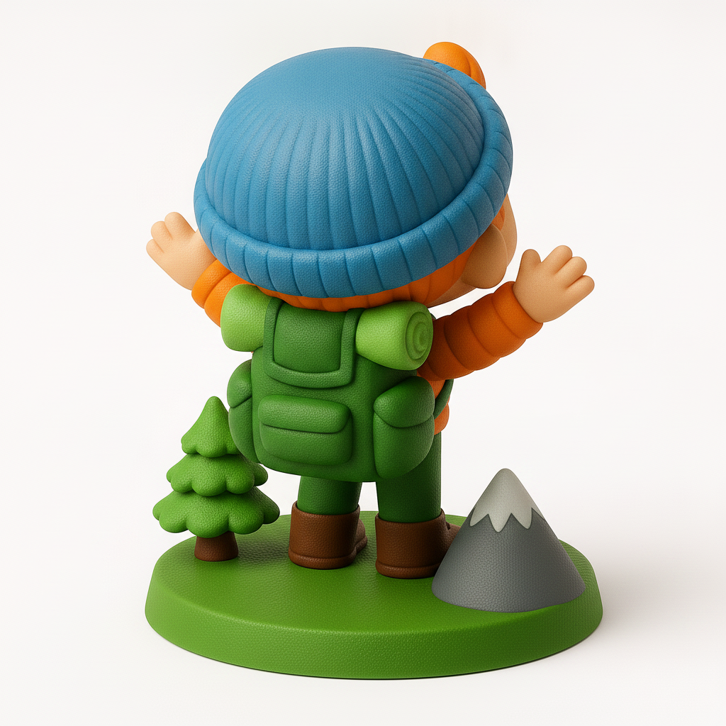 face to 3d model ai-3D portrait printing from photo_Happy Hiker Adventure Figurine for Desk & Display!