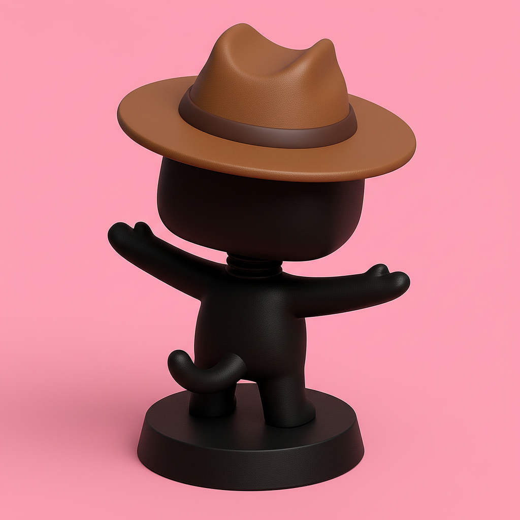 face anatomy 3d model-create 3d face model from photo_Charming Cat Figurine With Cowboy Hat