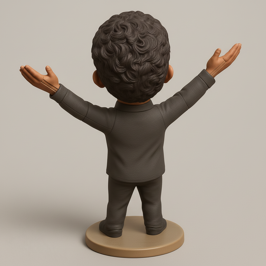 face anatomy 3d model-create 3d face model from photo_Embrace Joy: Smiling Man Celebration Bobblehead